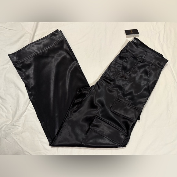 RESET By Jane Black Satin Cargo Wide Leg Pants Size Medium - Picture 13 of 13